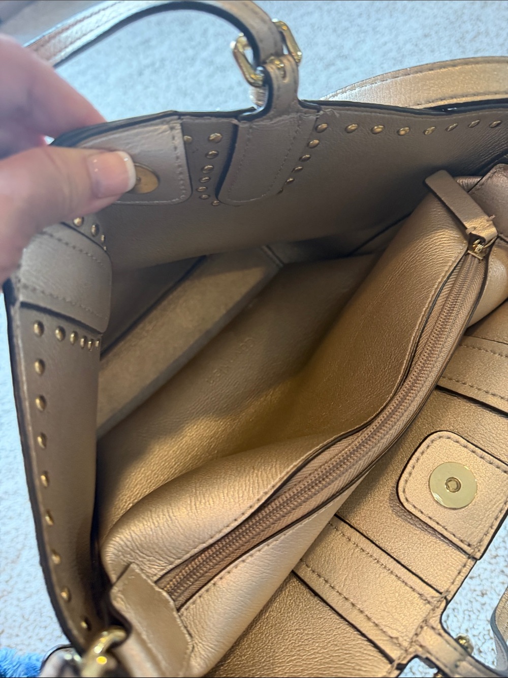 Calvin Klein Snake-Print Studded Tote Bag in Beige and Brown - Picture 6 of 12